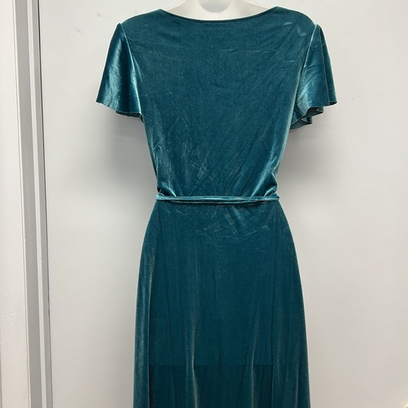 NWT After Six Velvet Flutter Sleeve Wrap Maxi Dress with Side Hip Pockets - Picture 6 of 14